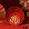 Exquisito plato de dulces rojos de nueva casa china, plato de frutas festivo para bodas, plato de frutas felices, mesa de centro para sala de estar, caja de frutas secas