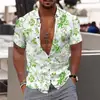 2024 Nueva Camisa de Manga Corta Estilo Hawái para Comercio Exterior con Estampado Digital 3D para Hombre Casual Talla Grande Camisa de Playa