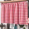 Le Xuan mostrar moderno simples vermelho e branco xadrez meia cortina cortina de café pia da cozinha armário cabeça de cortina à prova de poeira