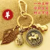 Llavero de Moneda del Zodiaco Imitación Cobre Calabaza de Cobre Transferencia Riqueza de la Noche a la Mañana Llavero Regalo Fábrica Venta al por Mayor