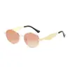 Óculos de Sol Metal Oval Retro Estilo Europeu e Americano para Mulheres Tendência Viagem Estilo de Rua Óculos de Sol Proteção UV Óculos de Sol