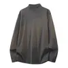 Camiseta de manga larga con cuello alto medio Derong para hombre en invierno, Camiseta básica lisa estilo americano perezoso para adolescentes