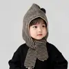 Gorro com Cachecol Infantil Tudo-em-Um Outono e Inverno Meninos e Meninas Gorro de Tricô Gorro de Lã Gorro com Proteção para Orelhas Gorro Quente para Bebê
