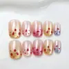 Uñas Postizas de Gelatina de Leche Rocío de Fresa con Puntos de Fresa, 30 piezas por juego, disponibles para venta al por mayor