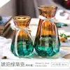 Vaso Vidro Transparente Sala de Estar Arranjo de Flores Escandinavo Hidropônico Bambu Rico Moderno Simples Garrafa de Flor Seca Cultura em Água Rabanete Verde Grande