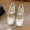 Sapatos Mary Jane Estilo Ballet Francês para Mulheres, Novo Modelo 2026, com Aumento de Altura Oculto, Adequados para Combinar com Vestidos, Mocassins Pequenos de Couro, Sapatos de Salto Único Prata para Mulheres