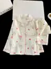 Pijama de algodón nube estilo coreano para mujer y niños, con diseño de solapa, un conjunto fino para primavera/otoño y un cárdigan de manga larga adecuado para usar en habitaciones con aire acondicionado.