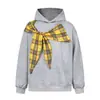 Sudadera con Lazos de Cuadros para Mujer, Principios de Otoño 2026, Diseño de Nicho de Alta Gama, Sudadera con Capucha Casual Única, Moderna