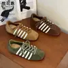 Zapatos de Entrenamiento Alemanes Retro de Bloques de Color de Cuero Genuino para Mujer 2026 Otoño Nuevo Estilo Cómodos Versátiles Transpirables Suela Suave Deportivos Casuales Ah