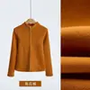 Chamarra de Yoga de Grafeno con Doble Cremallera Cuello Alto Cintura en Espina de Pez Chaqueta de Forro Polar Otoño e Invierno Nueva Chaqueta Casual de Fitness para Mujer