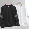 Camiseta masculina de manga comprida para outono e inverno, marca da moda, corte solto, espessa, camiseta básica casual, moletom estampado de gola redonda para jovens estudantes