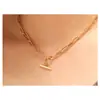 Moda Transfronteriza Europea y Americana Elegante Cadena Rectangular Dorada Collar OT Collar 2024 Verano Joyería Nueva para Mujer