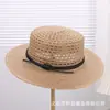 Sombrero de Paja Transpirable de Ala Plana con Calados Estilo Hepburn para Mujer, Sombrero de Paja para Vacaciones en la Playa de Verano