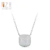 Collar Colgante Cubo de Azúcar Completo de Diamantes Brillantes de Plata de Ley 925 de Alta Gama para Mujer, Moderno y Elegante, Cadena para Clavícula Sencilla y Versátil