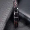 Comercio Electrónico Transfronterizo Nuevo Estilo Étnico Pulsera de Acero Inoxidable y Cuero Moda Europea y Americana Tendencia Caliente Pulsera para Hombre con Hebilla Magnética de Acero de Titanio