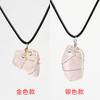 Colgante de Piedra Bruta de Cristal Natural con Envoltura de Alambre, Accesorio de Collar de Piedra de Amatista Fluorita Rosa y Blanca Europea y Americana, Citrino