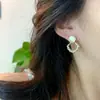 Aretes de Rombo de Perla y Piedra Ojo de Gato, Nuevo Estilo Popular con un Toque de Alta Gama, Aretes Suaves y Elegantes, Broqueles y Clips para Orejas