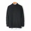 Suéter Jacquard de Lana Pura para Hombre Baicai Rong Otoño Invierno Cuello Semialto Grosor Extraordinario Pulóver Punto para Negocios Casual
