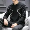Camiseta de manga larga para hombre, capa interior de otoño para hombre, camiseta base elástica de corte holgado, camiseta estampada estilo coreano ins para hombre