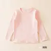 Ropa interior térmica de algodón cepillado para otoño e invierno para niños, camiseta de algodón puro grado A, prenda interior cálida, camiseta base de cuello semi-alto para niños y niñas