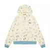 Moletom com Capuz Estampado Fofo Americano Full-Print com Zíper na Orelha para Mulheres 2025 Novo Design Solto Jaqueta Top