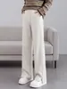 Pantalones de Pierna Ancha Mezcla de Lana Espiga Mujer Otoño/Invierno Cintura Alta Holgados Casuales Joggers Petite Tallas Grandes de Terciopelo Ajustados Rectos