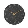 Reloj de Pared Redondo de Metal con Textura de Mármol Simple para Sala de Estar, Decoración de Arte de Pared, Adornos, Reloj Creativo Silencioso