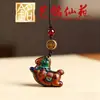 Caballo de Madera Arcoíris Estilo Antiguo Moneda de Cobre Pony Cadena de Teléfono de Madera Colgante Yiming Xianyuan Creativo Dibujo Animado Caballo del Zodiaco Adorno