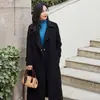 Abrigo de Lana Doble Cara para Mujer, Nuevo Estilo Casual Otoño e Invierno 2026, Cuello de Solapa, Adelgazante, Corte Holgado, Abrigo de Lana de Longitud Media
