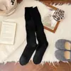 Calcetines de lana para pantorrilla de mujer Otoño Invierno Calcetines largos Cálidos Engrosados Color Café Merade Calcetines holgados de cachemir con zapatos Birkenstock