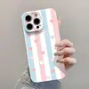 Ins simple corazón amor rayado manzana 17 funda protectora iPhone 16 ultrafina tacto metal desnudo cobertura total agujero de precisión funda de película