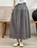 26 Verão Novo Patchwork Bordado com Renda na Borda Saia Feminina Cintura Elástica Comprimento Médio Cor Sólida Versátil Saia Longa Evasê
