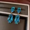 Colar e Brincos Quadrados Geométricos Irregulares Cravejados de Diamante Simples, Corrente de Clavícula Retrô, Conjunto de Joias de Luxo Leve e de Alta Qualidade para Mulheres