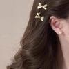 Horquilla de metal con lazo dulce y genial para mujer, con flequillo y clip lateral, sencilla y elegante, con pinza para el pelo roto y forma de pico de pato.