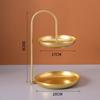 Plato de Frutas Moderno para Sala de Estar para el Hogar Bandeja de Doble Capa Plato de Frutas Creativo de Hierro Multicapa Plato para Frutos Secos Cesta de Almacenamiento Plato para Dulces