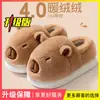 Chinelos de Algodão Capivara Masculinos 2026 Novo Estilo Fechados Atrás Outono/Inverno Roupa de Casa Sola Grossa Quente Pelúcia Algodão Sapatos