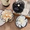 Pinza de Pinza de Malla con Perlas de Capullo de Hada Súper 8cm Temperamento Combinación Perfecta Pinza de Bola para Cola de Caballo Alta Accesorios para el Cabello Artefacto Perezoso Pinza de Agarre