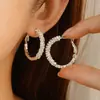 Pendientes con un Toque de Lujo Ligero, Incrustaciones Geométricas de Circonita, Pendientes de Aro Grandes de Estilo Europeo y Americano de Gama Alta, Accesorios de Oreja de Moda para el Día a Día