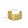 Moderna Pulsera Set de Lujo Ligero Versátil Transfronteriza Europea y Americana Onda Abierta Chapada en Oro de 18 Quilates con Sentido de Diseño, Versión Ancha, Ajustable