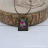 28*35mm Retangular Pedra do Tempo Base de Liga com Borda de Flor de Rosa Base de Pingente para Porta-Retrato Fabricante Atacado