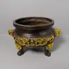Guyunzhai Cobre Antigo Banhado a Ouro Erlong Brincando com Contas Tripé de Cobre Caixa Decoração de Casa Artesanato Presente Criativo