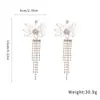Pendientes de Cristal con Borla de Flor de Diamante Incrustado de Aguja de Plata Pendientes Retro Elegantes Europeos y Americanos Lujo Accesible Pendientes de Gama Alta para Mujer