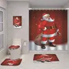 Serie de Decoración Navideña Cortina de Ducha Baño de Hotel Pintura de Decoración Navideña Cortina de Ducha Impermeable sin Perforaciones Juego de Alfombrilla de Baño