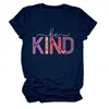 Amazon eBay sitio independiente moda casual mujer "sé amable" corazón letra hueco cuello redondo manga corta camiseta