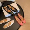Zapatos Cruzados Mary Jane de Piel de Caballo para Mujer, Planos de Boca Baja, Nuevos Productos de Primavera, Tacones Planos Redondos Completamente de Cuero, Zapatos Planos Bajos para Mujer