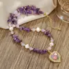 Pulsera Collar de Perlas de Agua Dulce Amatista Estilo Nuevo Otoño e Invierno para Niñas, Joyería Diaria de Lujo Ligero de Alta Gama, Regalo para Mejores Amigas