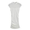 Vestido de verano de manga corta con cuello redondo y costuras de malla para mujer europea y americana, sexy, plisado, de cintura alta y cadera.