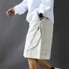 Shorts Cargo Casuales de Verano Estilo Americano Frescos de Alta Resistencia con Bolsillos Grandes para Hombre, Pantalones de Cinco Puntos Holgados con Cordón, Pantalones de Longitud Media Modernos