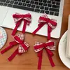 Nuevo Pasador de Pelo Rojo con Lazo de Cinta de Espiga Estilo Coreano, Dulce Accesorio para el Cabello de Doble Cola de Caballo para Niñas