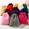Bolsas de Veludo com Cordão, Embalagens de Veludo para Presentes, Bolsas com Cordão para Embalagem de Joias, Bolsas de Armazenamento de Pelúcia, Atacado em Estoque